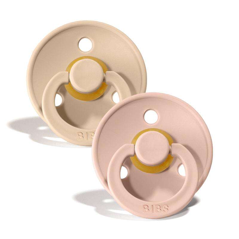 BIBS Rund Colour Sut - 2-Pak - Str. 1 - Naturgummi - Vanilla/Blush