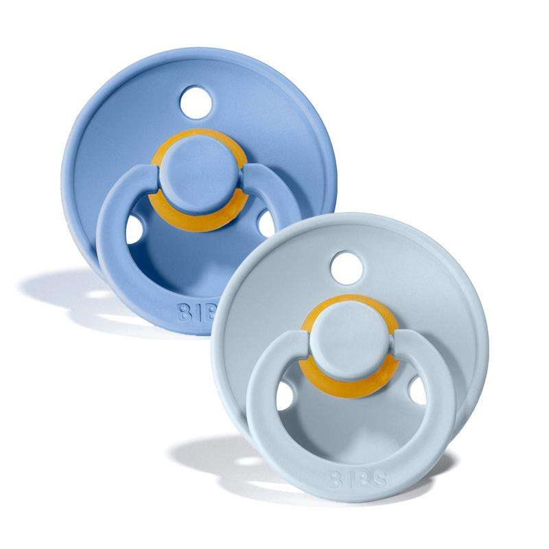 BIBS Rund Colour Sut - 2-Pak - Str. 1 - Naturgummi - Sky Blue/Baby Blue