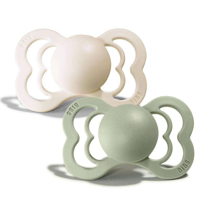 BIBS Symmetrisk Supreme Sut - 2-Pak - Str. 1 - Silikone - Ivory/Sage