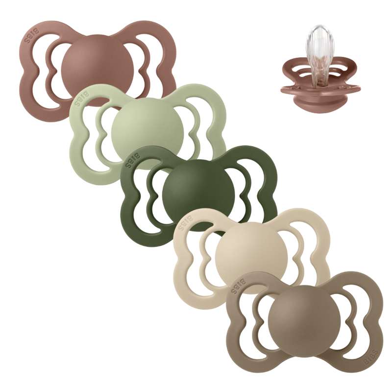 BIBS Symmetrisk Supreme Sut - Sampak - 5 stk. - Str. 2 - Green and Terracotta
