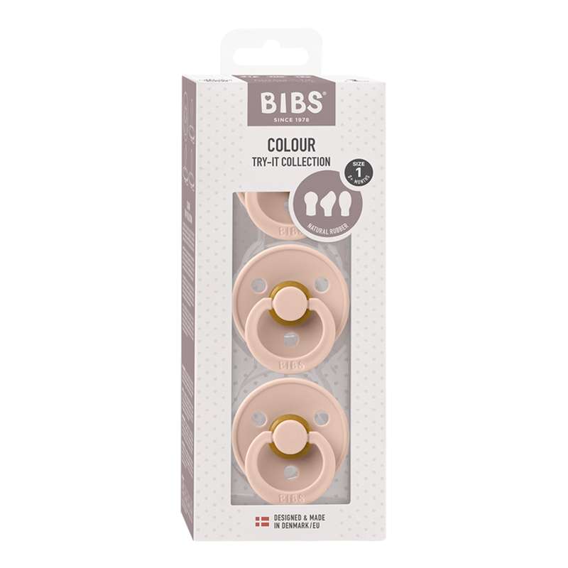 BIBS Try-It Collection - 3 Forskellige Sutter - Colour - Str. 1 - Blush