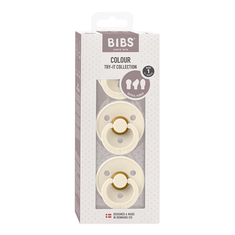 BIBS Try-It Collection - 3 Forskellige Sutter - Colour - Str. 1 - Ivory