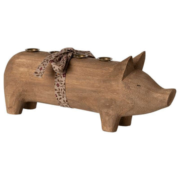 Maileg Lysestage - Træ - Gris - Advent - Natur