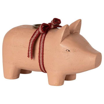 Maileg Lysestage - Træ - Gris - Lille - Rosa