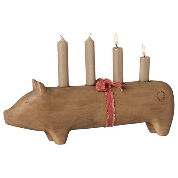 Maileg Trælysestage - Gris - Advent Stor - Natur