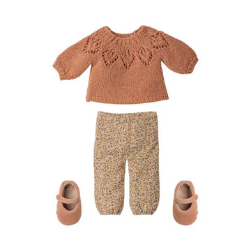 Maileg Tøj til Str. 3 Kaniner - Bukser og Strikket Sweater - Vintage Pudder