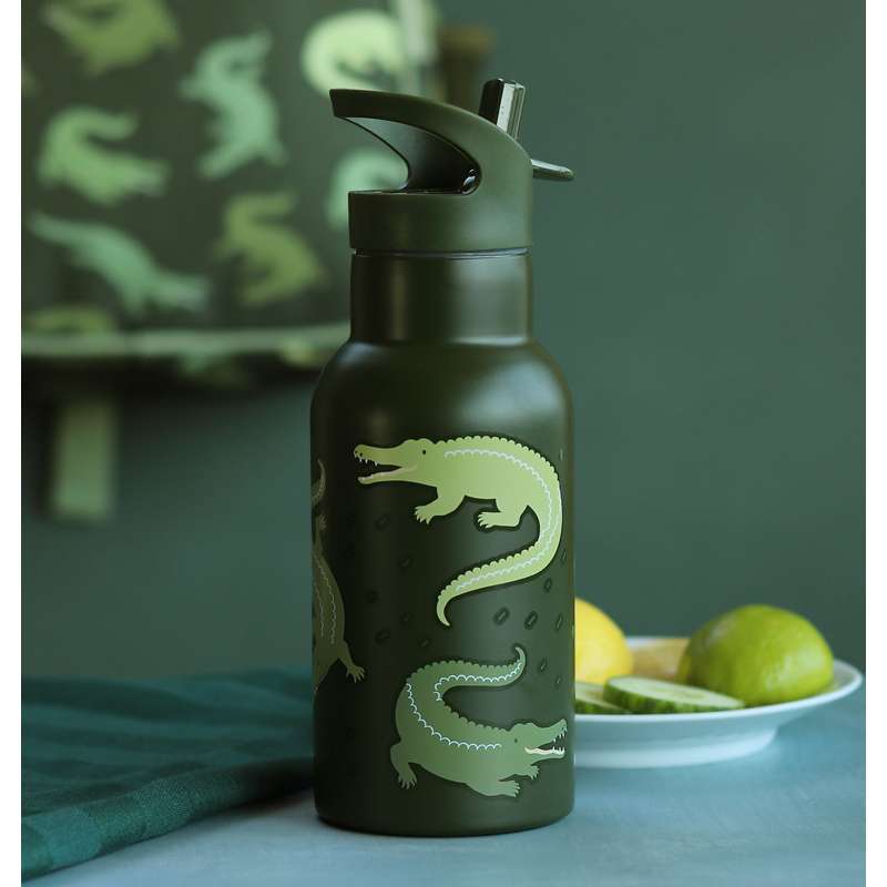 A Little Lovely Company Ståldrikkedunk - 350ml - Crocodiles