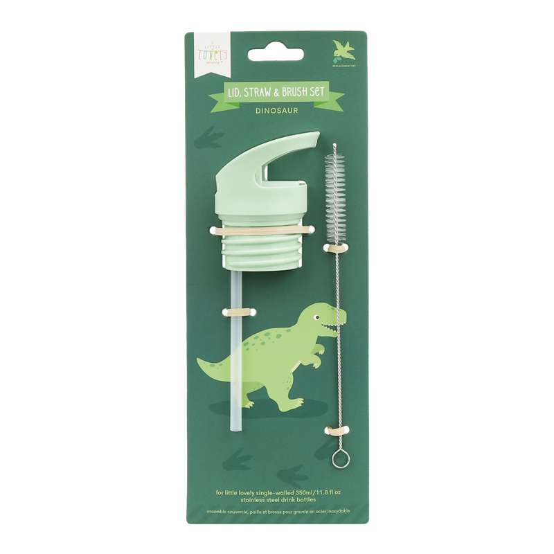 A Little Lovely Company Sæt m. Tilbehør til Drikkedunk - 3 Dele - Dinosaurs