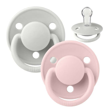BIBS Rund De Lux Sut - 2-Pak - Onesize - Silikone - Haze/Blossom