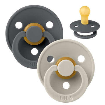 BIBS Rund Colour Sut - 2-Pak - Str. 1 - Naturgummi - Iron/Sand