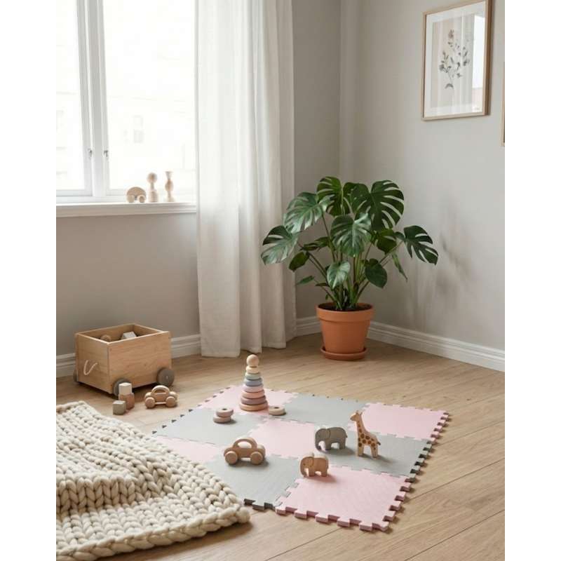 Kid'oh Skumlegegulv - 2 x 9 brikker - Rock/Dusty Rose