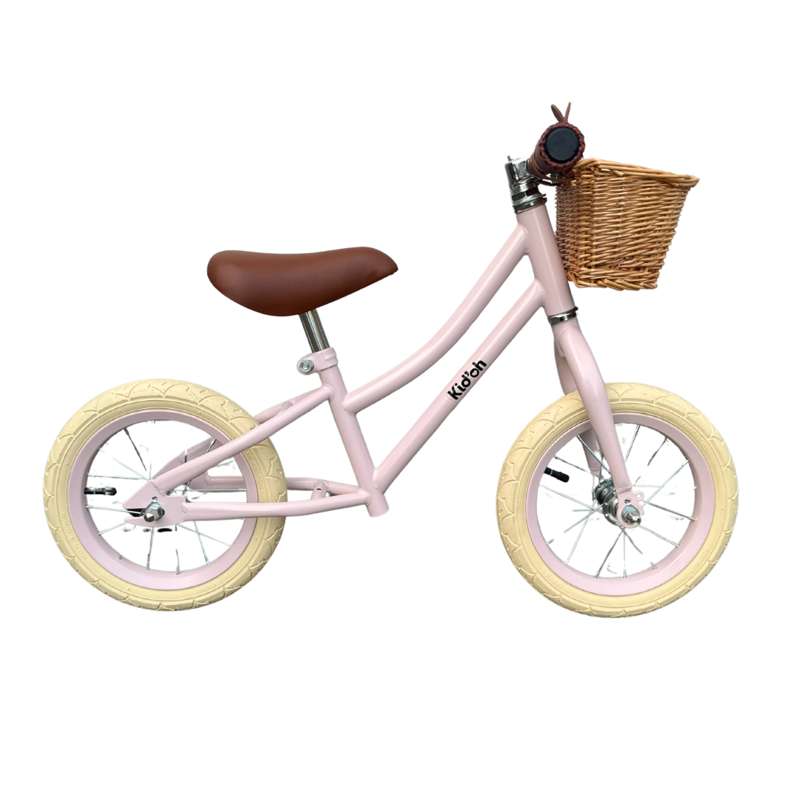 Kid'oh Løbecykel m. Cykelkurv - Pale Rose