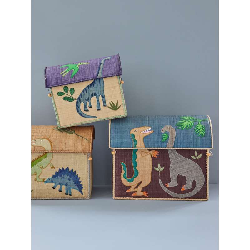 RICE Raffia Opbevaringshuse - Dinosaur - 3 stk.