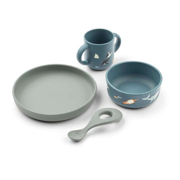 Liewood Vivi Baby Spisesæt - 4 dele - Silikone - Arctic Sea/Ocean View