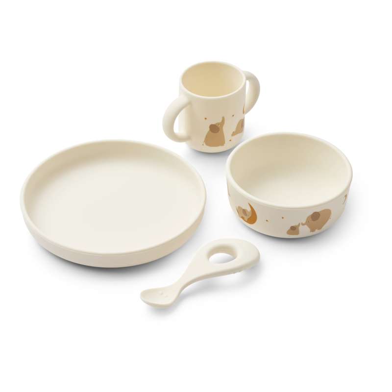 Liewood Vivi Baby Spisesæt - 4 dele - Silikone - Elephant/Creme de la Creme