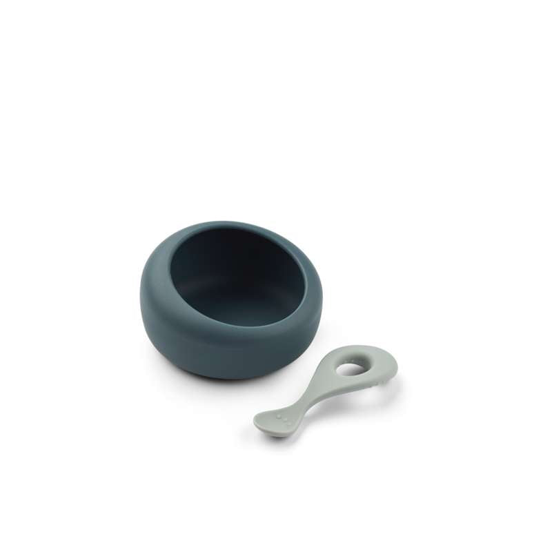Liewood Sparia Skål m. Ske - Whale Blue/Dove Blue