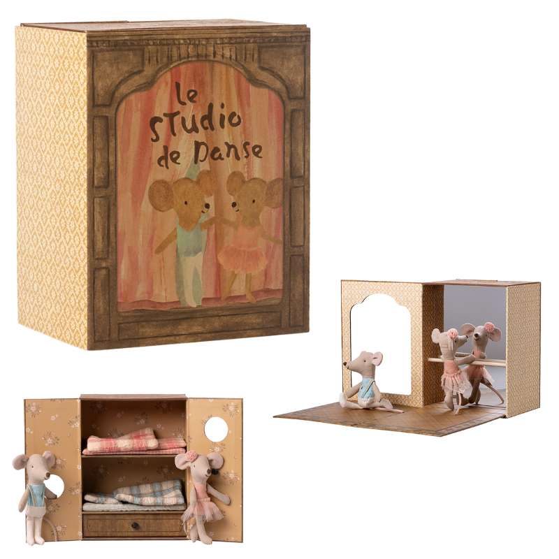 Maileg Ballet Mus i Dansestudie - Lillesøster og Lillebror