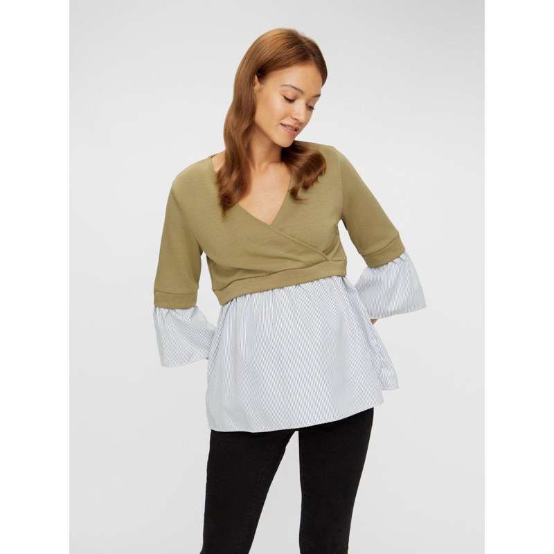 Mamalicious 2-i-1 Vente- og Ammebluse - Støvet Grøn