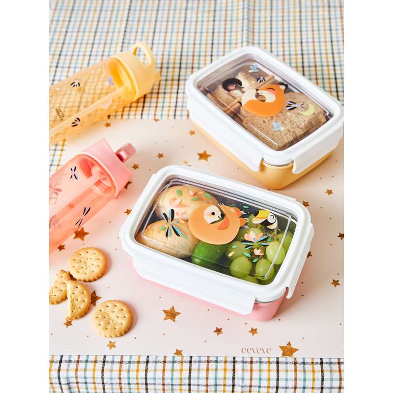 Petit Monkey Bento Madkasse - Sloth & Dragon Flies - Melba Pink