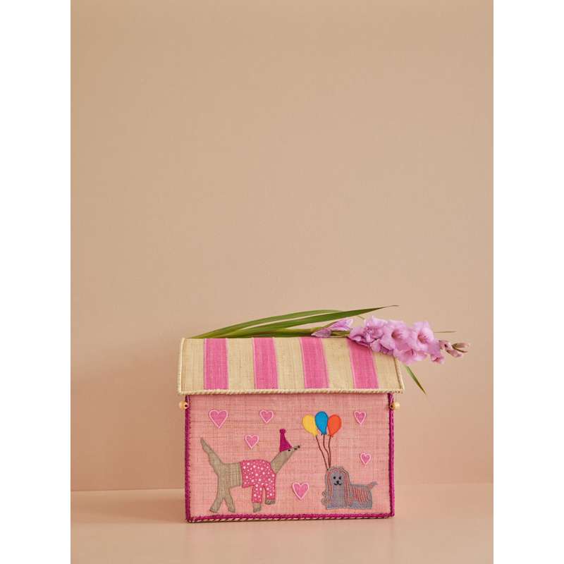RICE Raffia Opbevaringshus - Party Animal - Lys Pink - Mellem