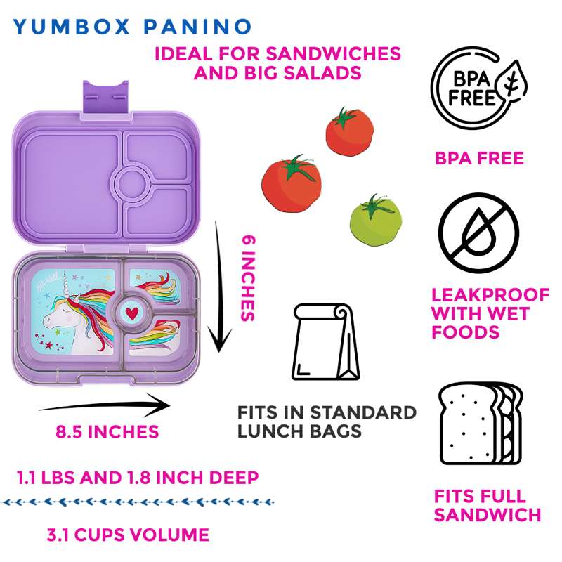 Yumbox Madkasse - Panino - 4 rum - Lavender Purple/Unicorn
