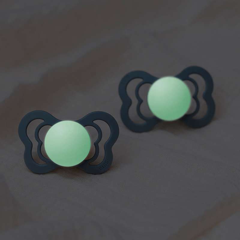 BIBS Symmetrisk Supreme Sut - 2-Pak - Str. 2 - Naturgummi - GLOW - Sage/Cloud
