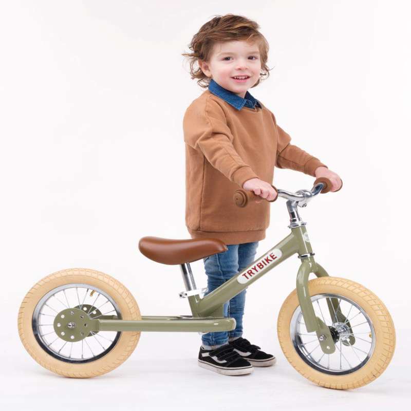 Trybike Retro Løbecykel 2-i-1 - To eller Tre Hjul - Vintage Grøn