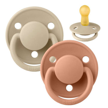 BIBS Rund De Lux Sut - 2-Pak - Str. 2 - Naturgummi - Vanilla/Peach