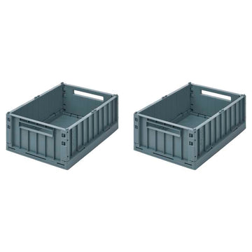 Liewood Weston Opbevaringsboks - Medium - 2-pak - Whale Blue