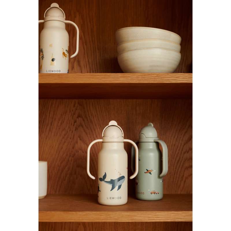 Liewood Kimmie Drikkeflaske - Rustfrit Stål - 250ml - Vehicles/Dove Blue