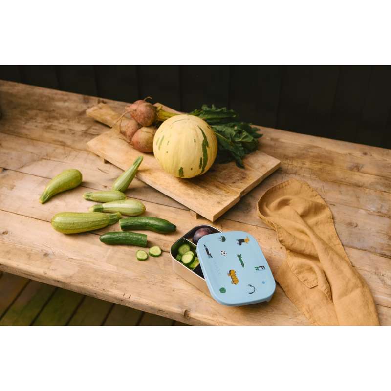 Liewood Arthur Ruminddelt Madkasse - Stål/Silikone - Fun/Beach Blue