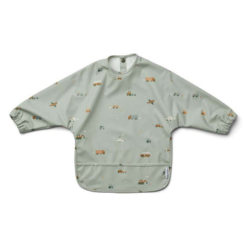 Liewood Merle Spiseforklæde - Vehicles - Dove Blue Mix