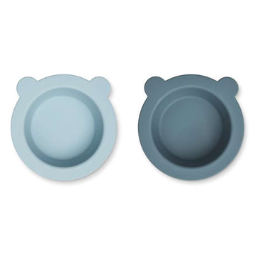 Liewood Peony Skridsikker Skål - 2-Pak - Sea Blue/Whale Blue