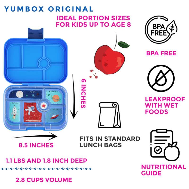 Yumbox Madkasse - Original - 6 rum - Surf Blue/Rocket