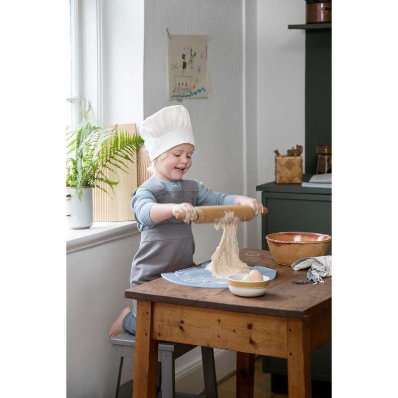 Sebra børneforklæde med kokkehue - Grå
