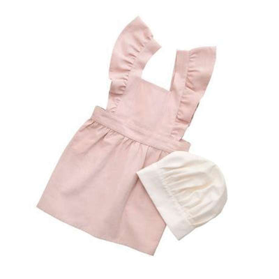Sebra Børneforklæde med kokkehue - Dusty Pink
