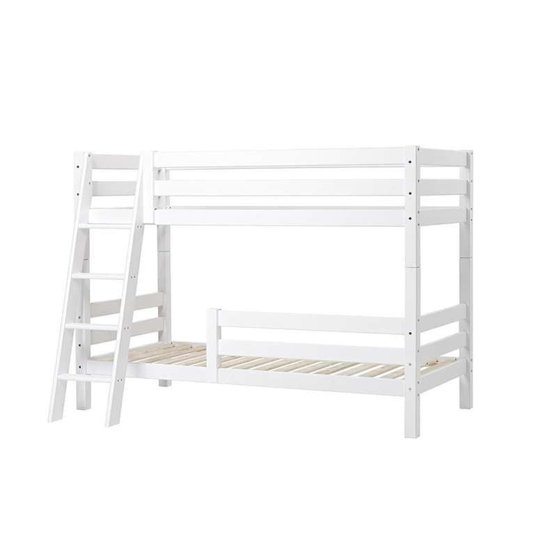 Hoppekids ECO Luxury - Køjeseng m. 1/2 Sengehest - Skrå Stige - 150 cm. - Flere Størrelser - Hvid