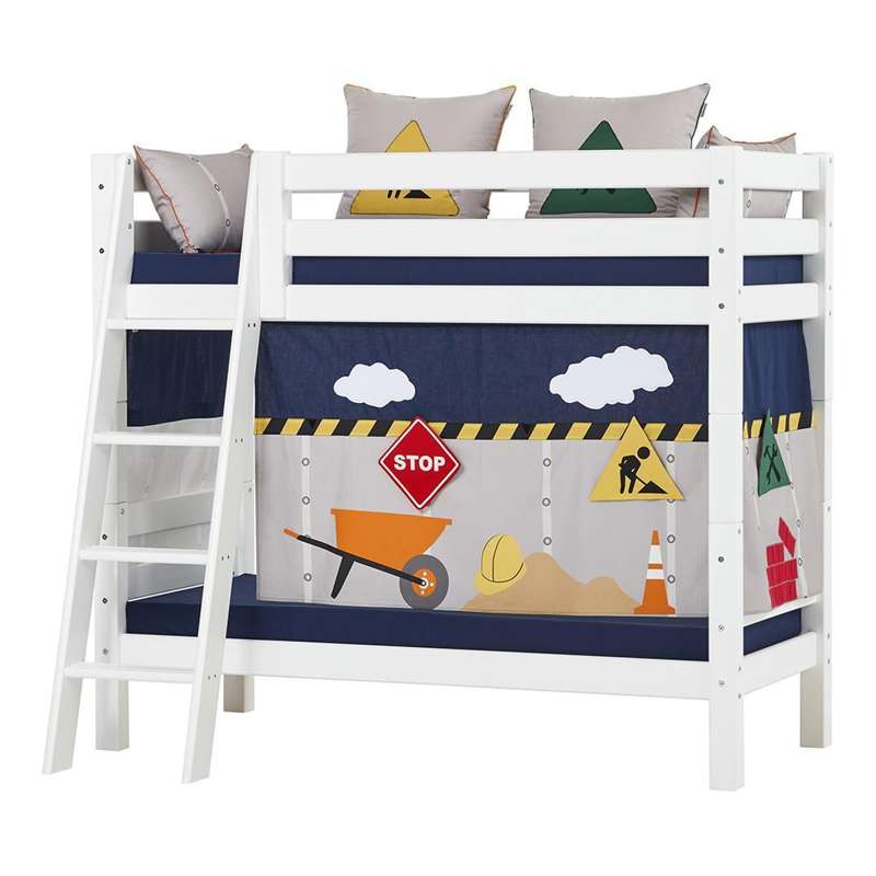Hoppekids ECO Luxury - Køjeseng - 150 cm. - Skrå Stige - Flere Størrelser - Hvid