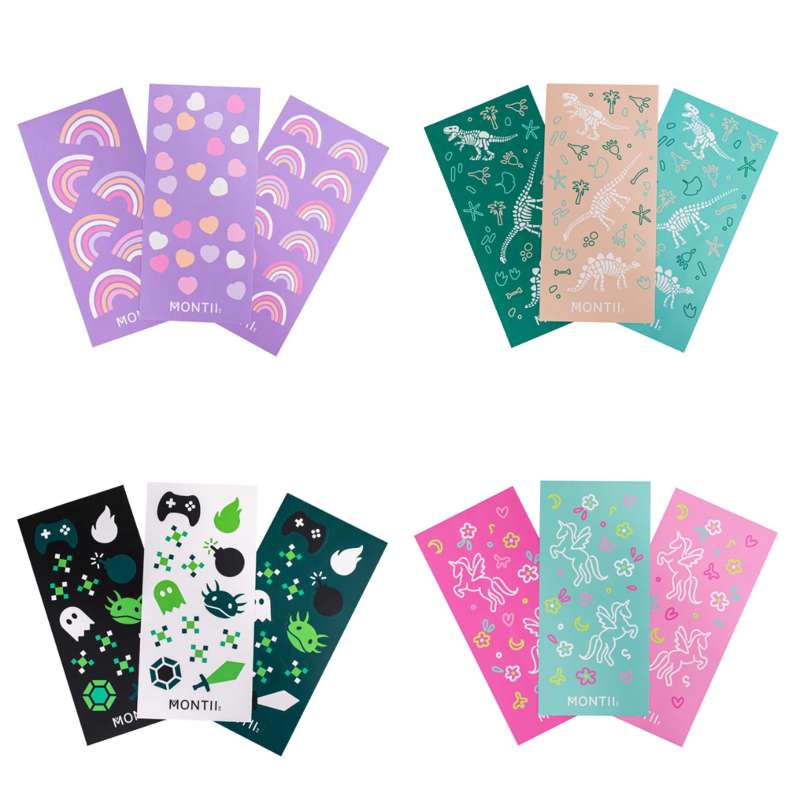 MontiiCo Vandfaste Stickers til Madkasser og Drikkedunke - Dinosaur Land