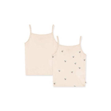 Konges Sløjd Basic Stroptoppe - 2-pak - GOTS - Cherry/Pearled Ivory