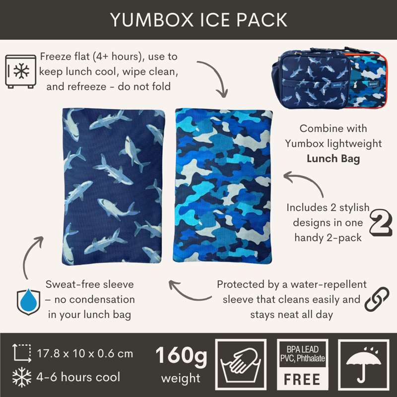 Yumbox Ice Pack Duo - Køleelementer - Shark & Camo