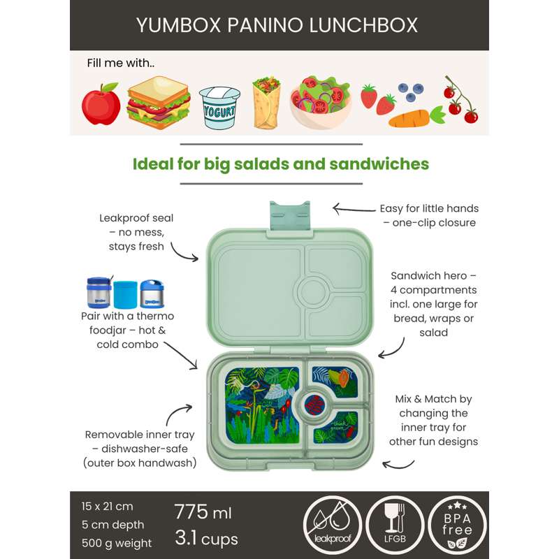 Yumbox Madkasse - Panino - 4 rum - Ninja Blue/Kung Fu